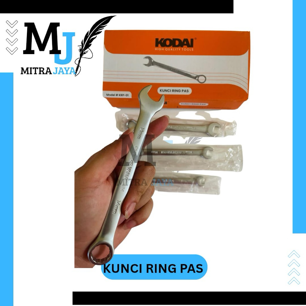 Grosir (12pcs) Kodai kunci ring pas set pas 8-10-12-14 mm kunci ring pas serbaguna set tools