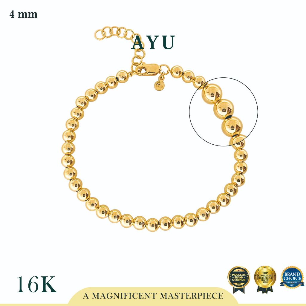AYU Gelang Emas - Gold Boba Bracelet 16k Yellow Gold