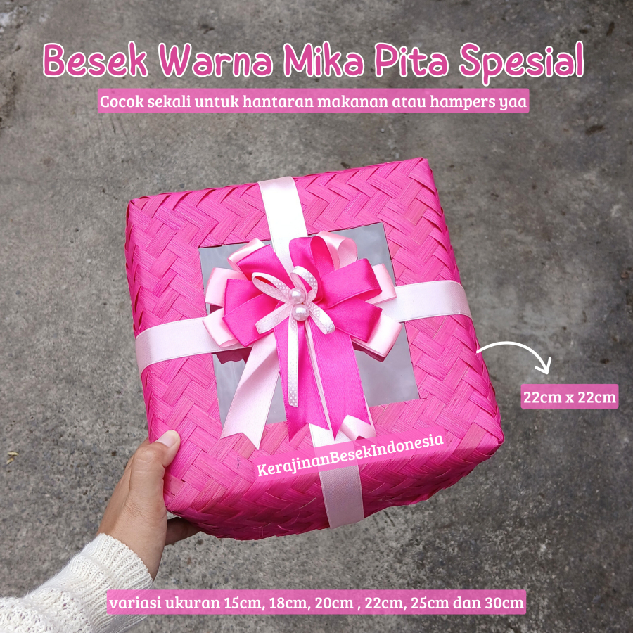 

BESEK WARNA MIKA PITA POLKA HANTARAN HAMPERS CANTIK UNIK WARNA Keranjang kotak box nasi kenduri ater