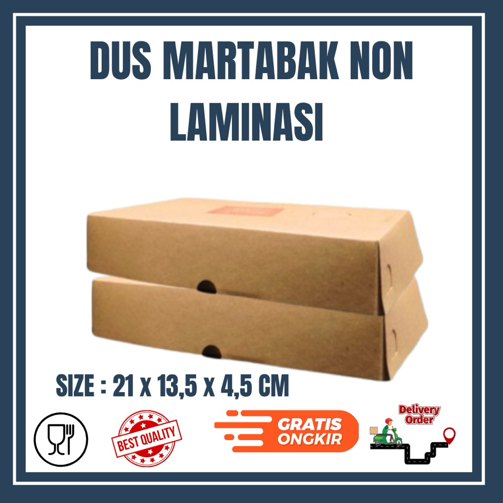 

Dus Martabak 21 x 13,5 x 4,5 cm- Kemasan Martabak - Dus Makanan - Tempat Martabak - Wadah Martabak Non laminasi