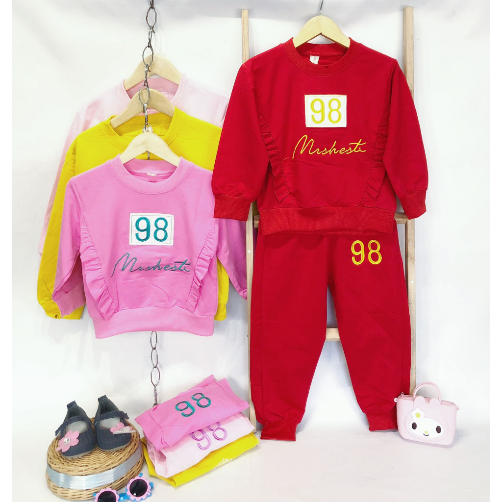 Setelan Sweater Jogger Anak Perempuan Import - Usia 3-6th (4 set) / Grosir Baju Anak