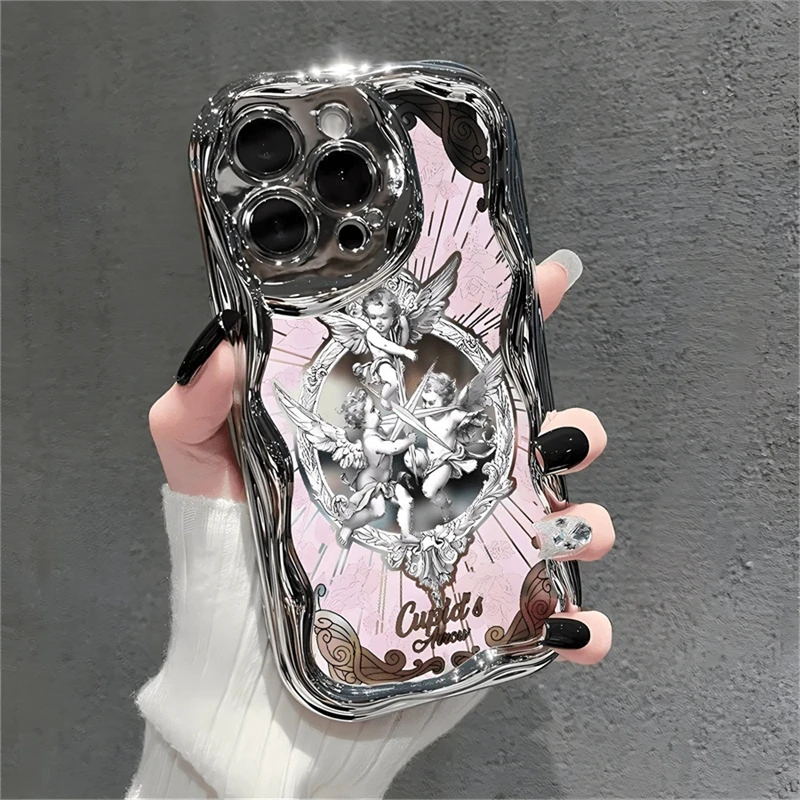Retro Cupid Angel Phone Case For iPhone 15 14 13 12 11 Pro Max Plus Ins Lens Protection Cover Europe