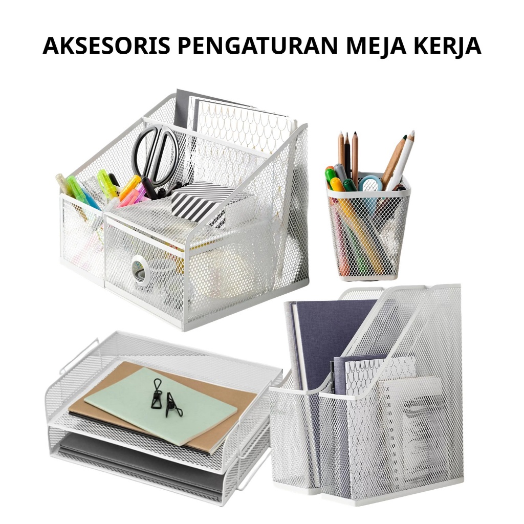 

Premium Desk Organizer Aksesoris Pengaturan Meja Kerja Tempat Pulpen File Majalah Tray Surat Dokumen