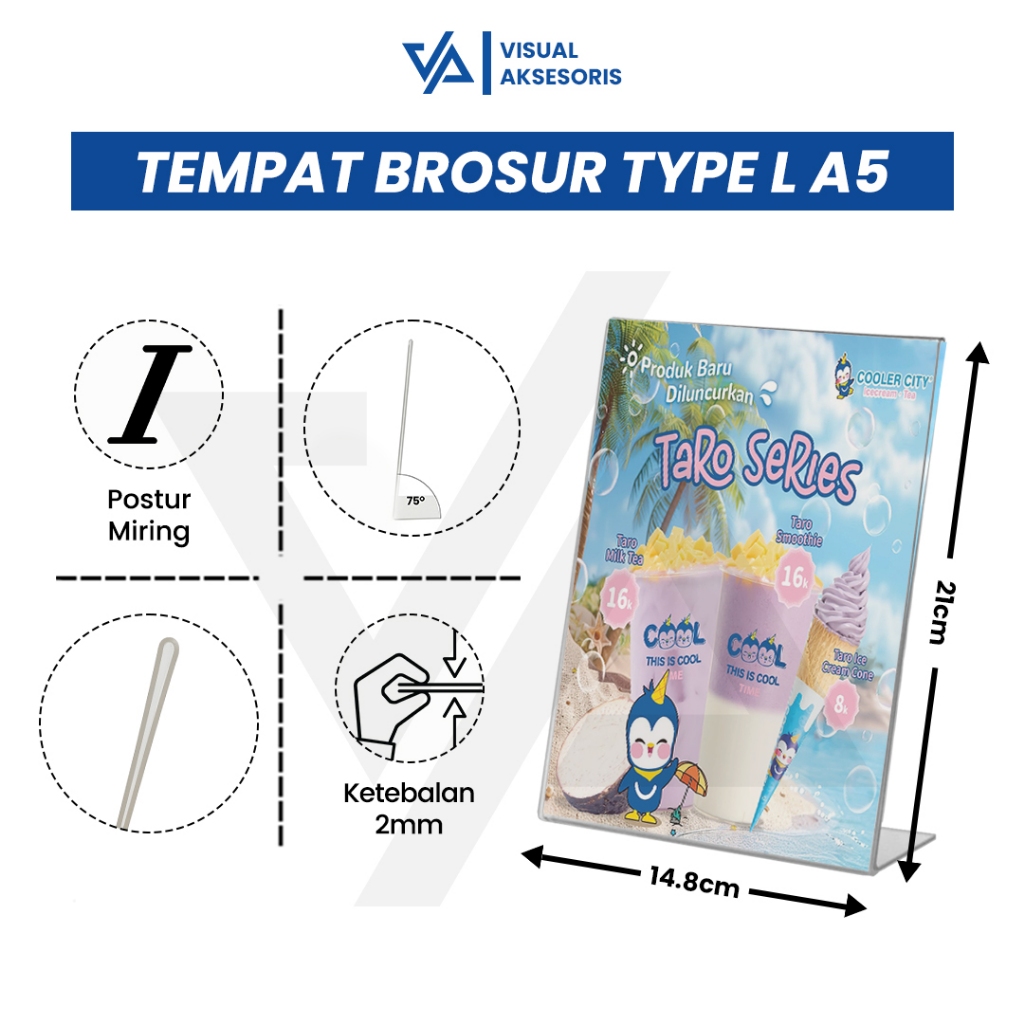 

Tempat Brosur Akrilik A5 Tebal 2mm | Tent Card Akrilik Display Meja | Standing Display Brosur Tipe L