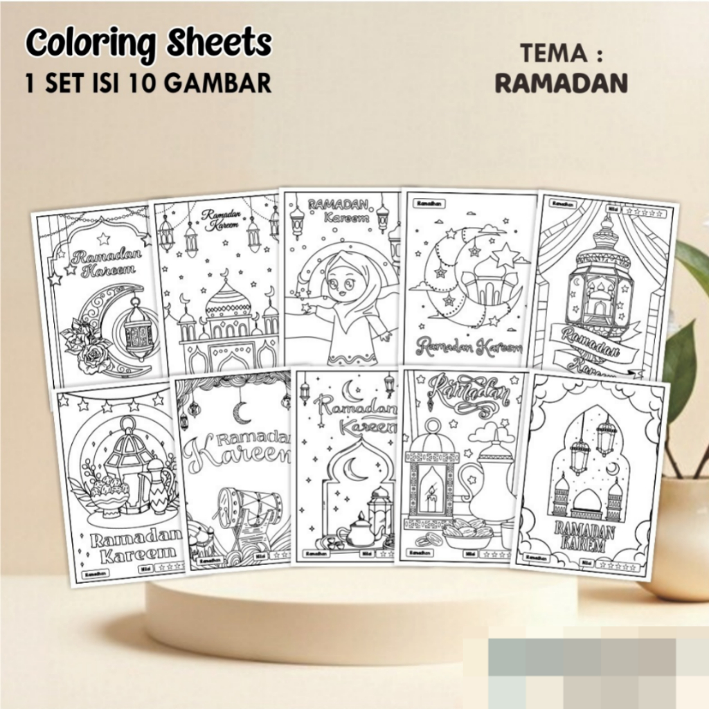 

KERTAS MEWARNAI TEMA HARI BESAR ISLAM UKURAN A4 - COLORING SHEET FOR KIDS 10 LEMBAR READY STOCK
