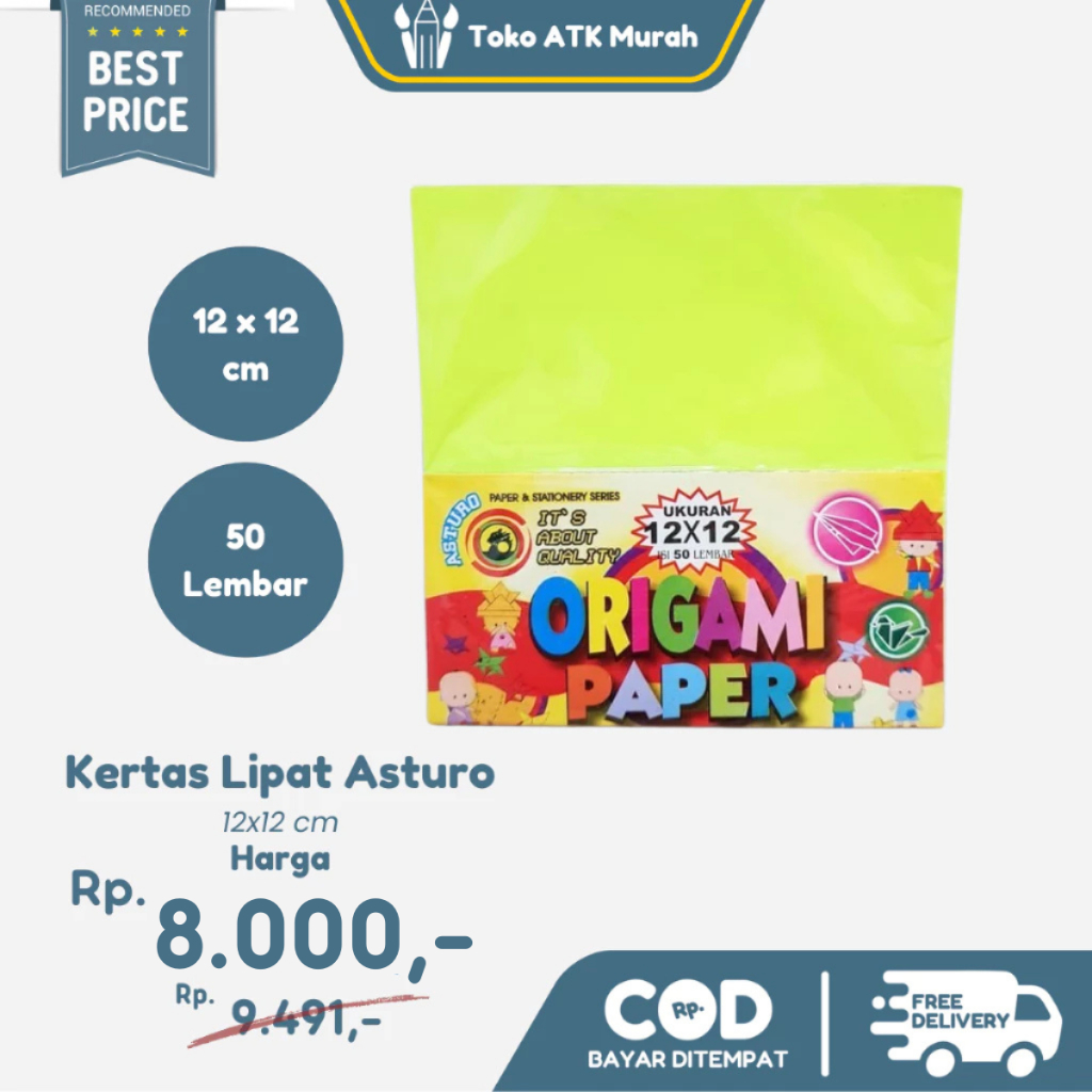 

Kertas Lipat Origami Asturo 12 x 12 cm isi 50 lembar