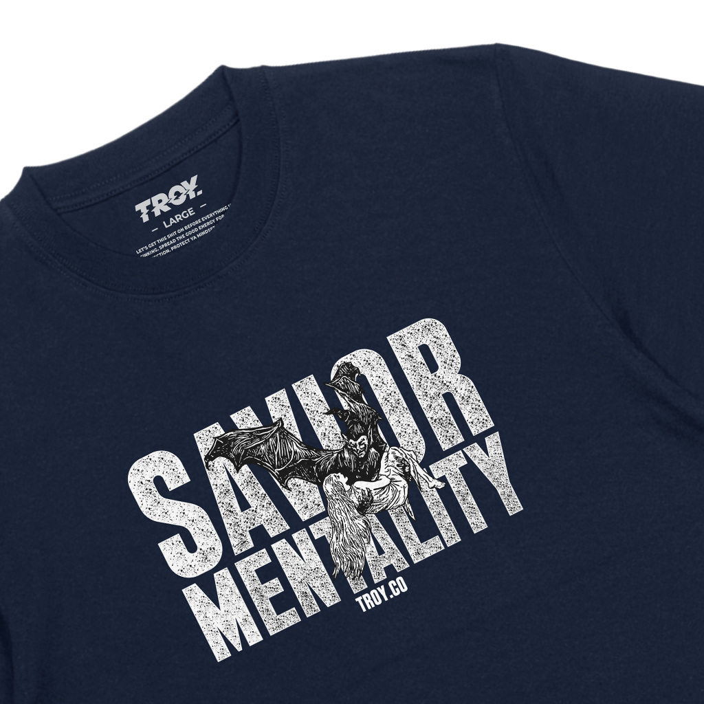 Troy Company T-shirt Navy Blue Savior - Kaos Lengan Pendek Kaos Biru Navy MTD 3211