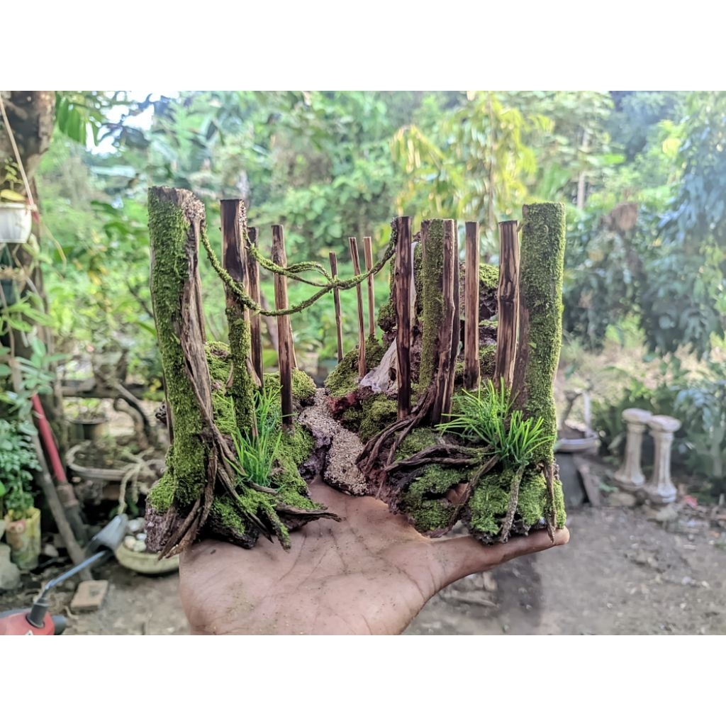 hardscape aquascape diorama hutan 20cm