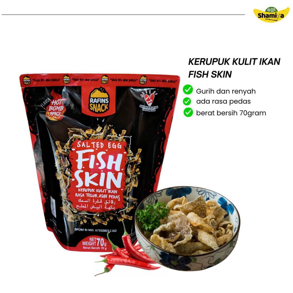 

KERUPUK KULIF IKAN FISH SKIN PEDAS 70GRAM