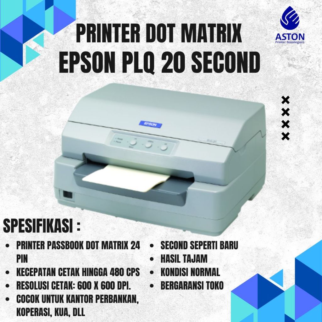 PRINTER PASSBOOK EPSON PLQ 20 SECOND