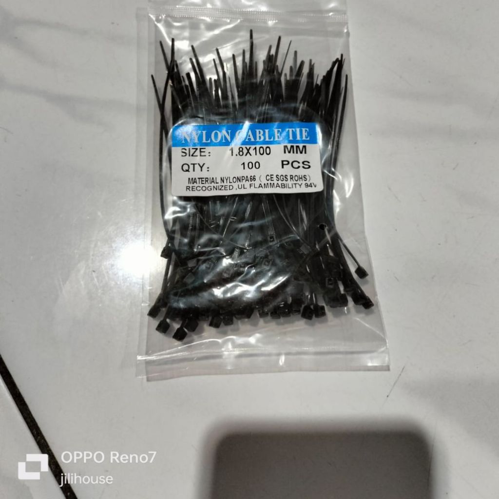 

Nylon Cable Tie Kabel Tie Nilon Hitam Serbaguna 1.8 x 100 (isi 100 pcs)