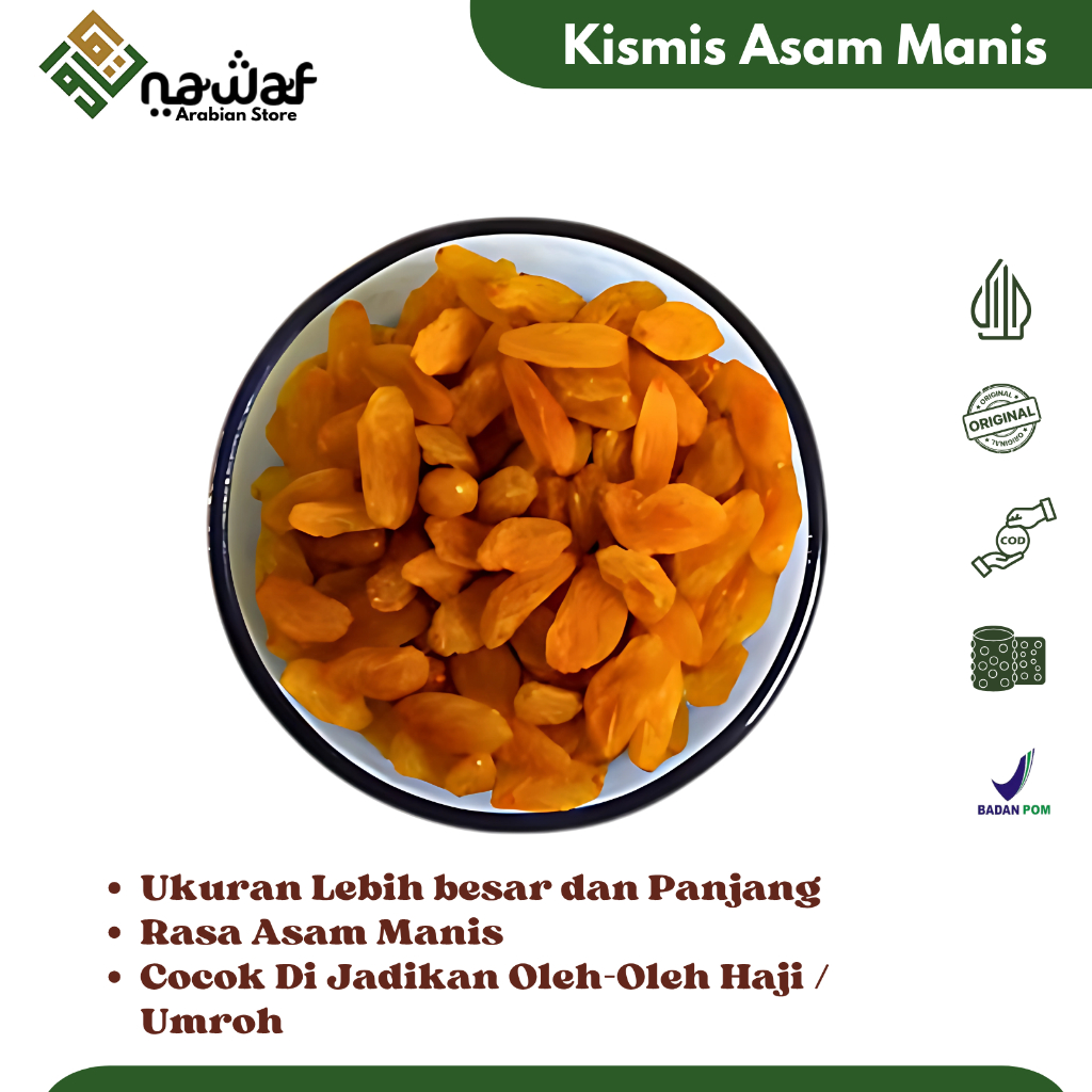 

Kismis Asam Manis Golden Raisin Oleh Oleh Haji Umroh