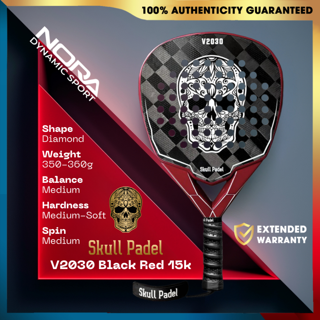 Skull V2030 15K black red raket padel 