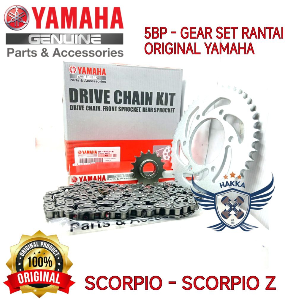 5BP ORIGINAL GEAR SET RANTAI YAMAHA SCORPIO, ORIGINAL GEAR SET RANTAI YAMAHA SCORPIO Z GARANSI ORIGI