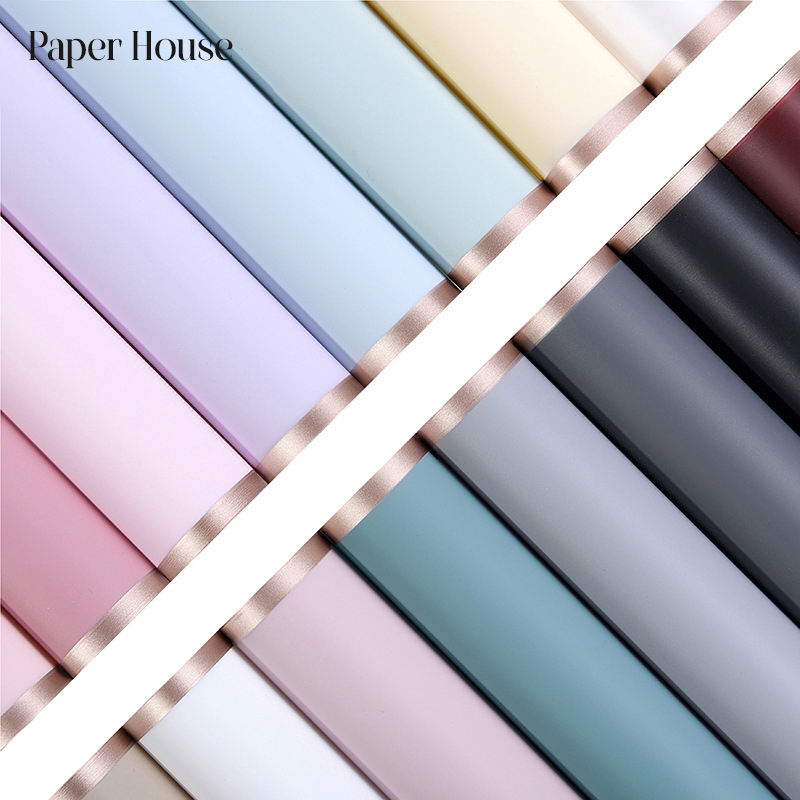 

Kertas Buket Cellophane OPP MATTE - Kertas Bunga Flower Wrapping Paper Bingkai Emas Waterproof