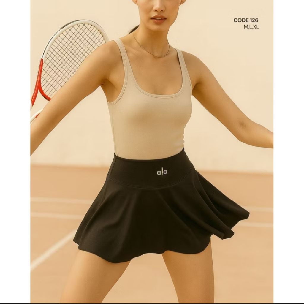 BabyClay Rok Celana Tennis Yoga ALO size L warna Hitam