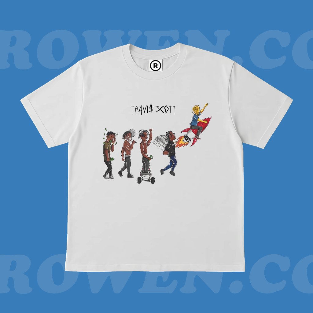 ROWEN.CO | KAOS BAJU TRAVIS SCOTT RAP TEE RAPPER UTOPIA | T-SHIRT OVERSIZE PUTIH STYLE Y2K VINTAGE B