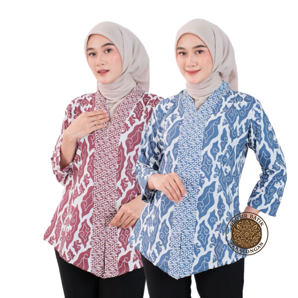 Baju Atasan Blouse Batik Pekalongan 2 Warna Model Terbaru dan Termurah