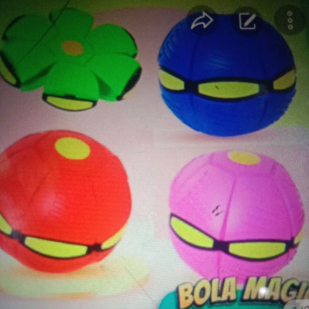 mainan bola ufo magic flat ball LED