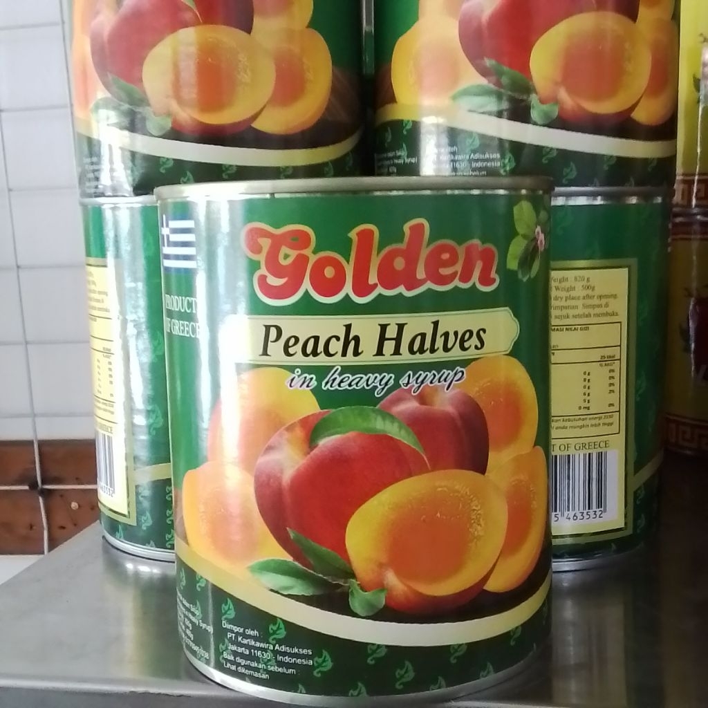 

Golden Peach Halves In heavy Syrup Buah Persik