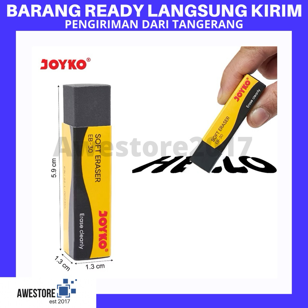 

Penghapus Joyko EB-30 Sedang / Black Eraser Medium Stip Hitam Karet Bersih Ujian Exam [PER PCS]