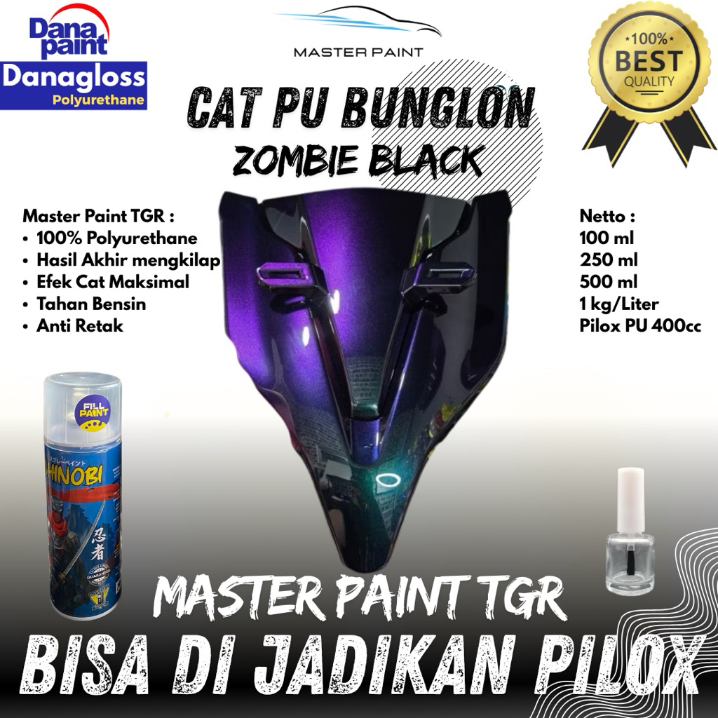 ( BISA DIJADIKAN PILOX ) Cat PU Bunglon Zombie Black | Cat Bunglon Hitam efek ungu tosca