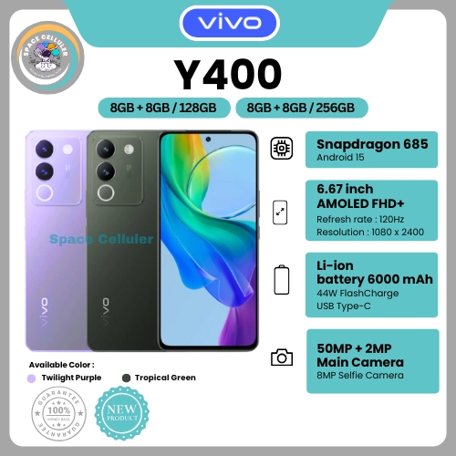 HP VIVO Y400 8/256GB, Y400 8/128GB, V40 LITE 8/256GB & V40 LITE 8/128GB (GARANSI RESMI VIVO 1 TAHUN)