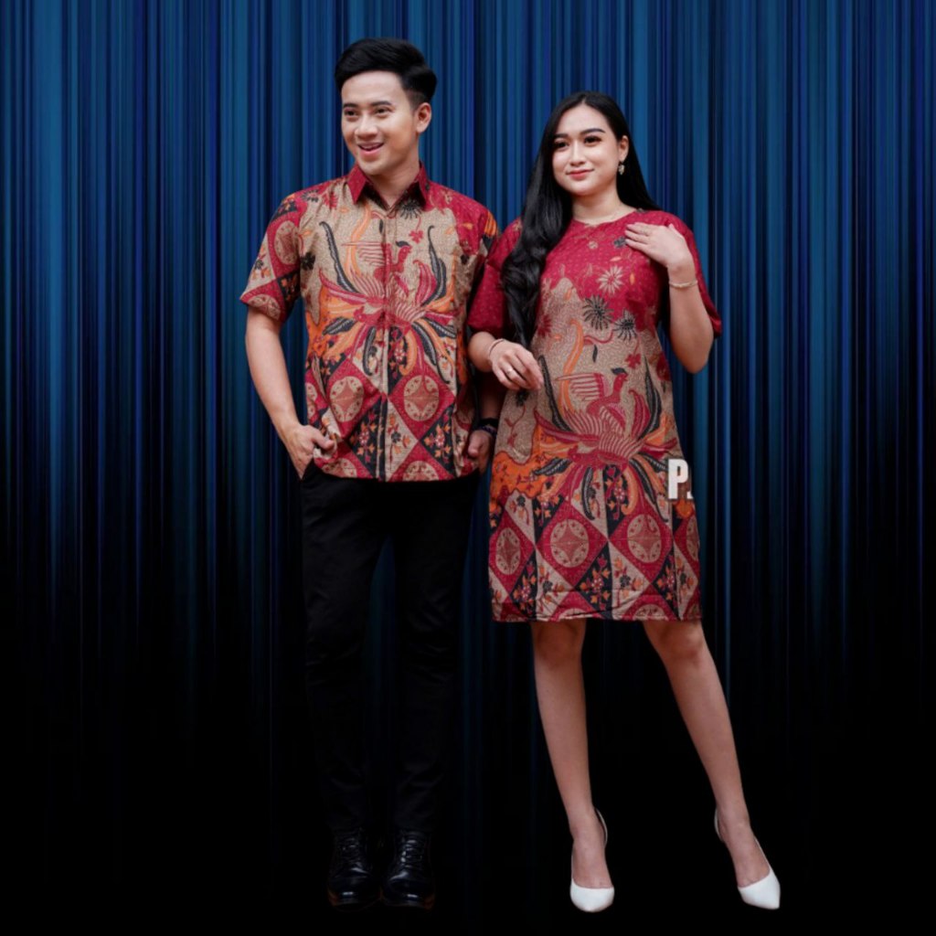 Couple Dress Batik Modern Harga sepasang Motif Kopri Merahbaju couple dress batik korean style pres 
