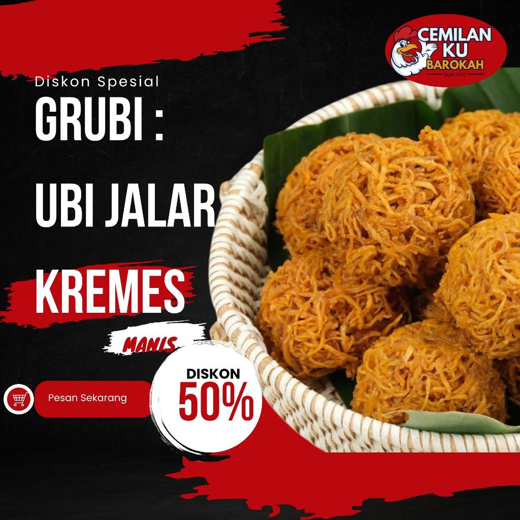 

GRUBI KREMES Ubi Manis / Jajanan Jadul / Cemilan Murah 1 Pak Isi 6