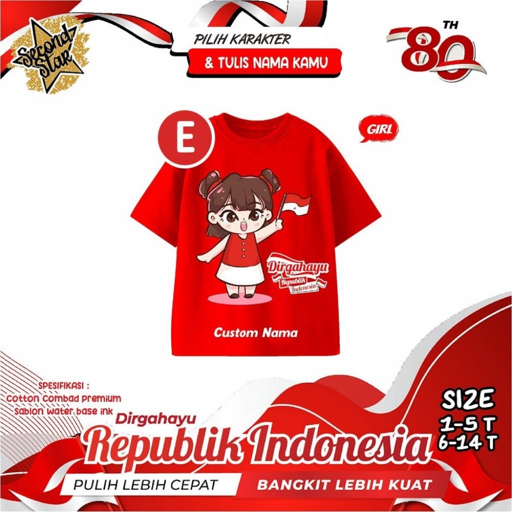 kaos dirgahayu indonesia by second star kaos kemerdekaan anak