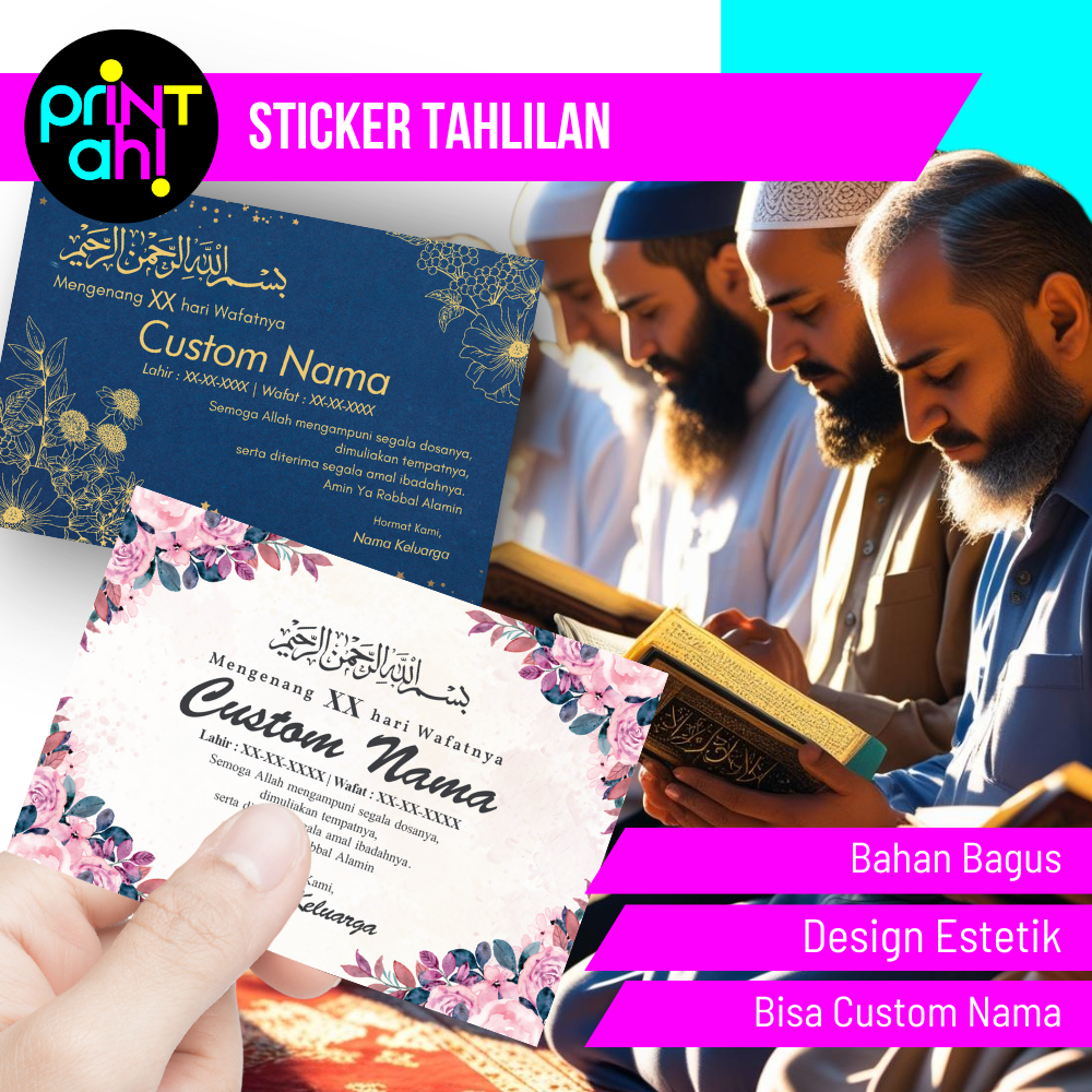 

Print Ah! Cetak Kartu Stiker Tahlilan, Custom Stiker tahlilan Langsung Jadi
