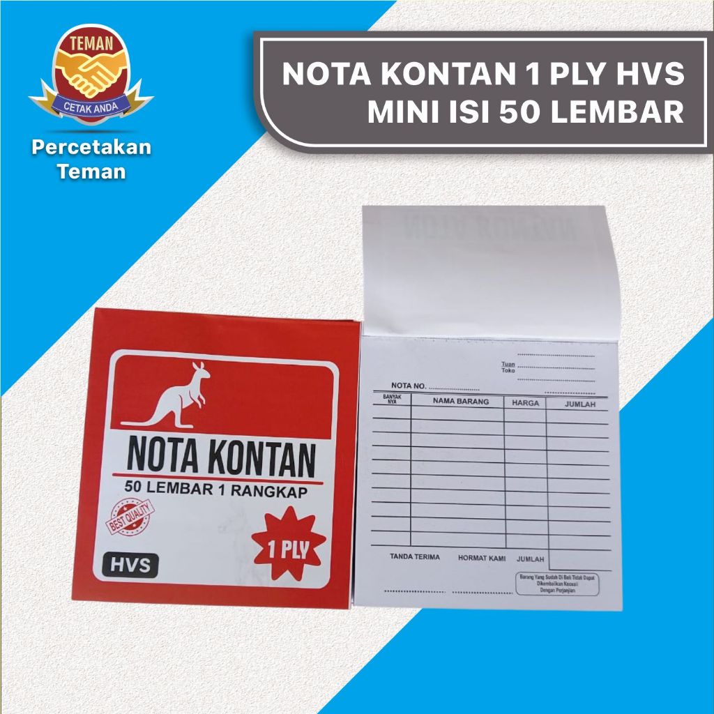 

Nota Kontan Mini Cocok Untuk Usaha Pemula 1 Ply isi 50 Lembar Ukuran 10x11 cm