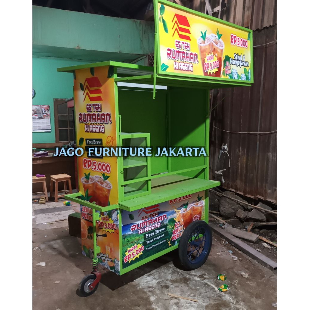 gerobak es teh, gerobak minuman, gerobak es tebu, gerobak coklat