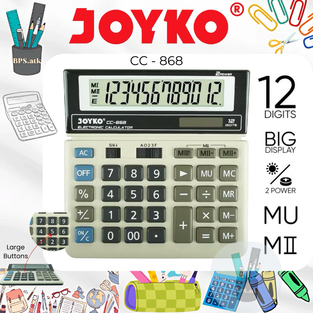 

JOYKO Calculator / Kalkulator CC - 868 12 Digits Kalkulator Sekolah / Kantor PALING DICARI