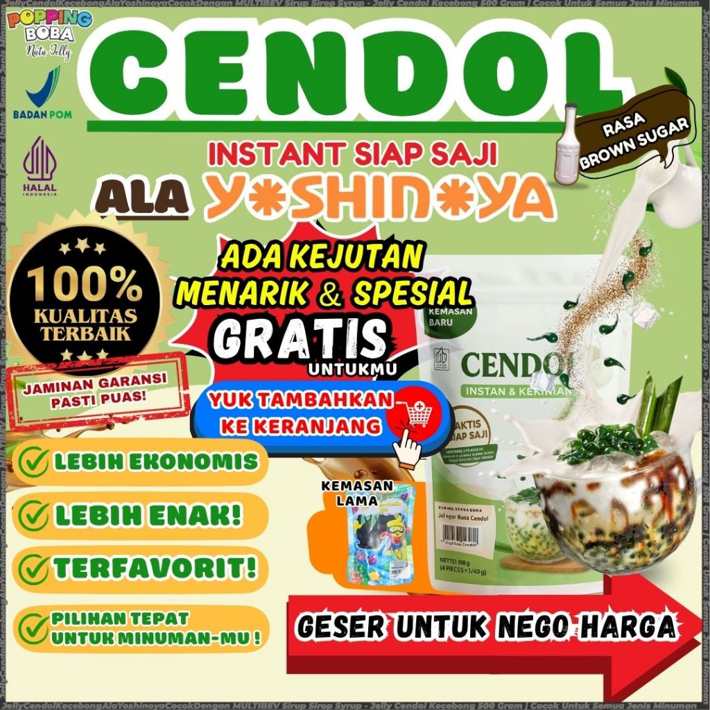 

JellyCendolKecebongAlaYoshinoyaCocokDengan MULTIBEV Sirup Sirop Syrup - Jelly Cendol Kecebong 500 Gram | Cocok Untuk Semua Jenis Minuman