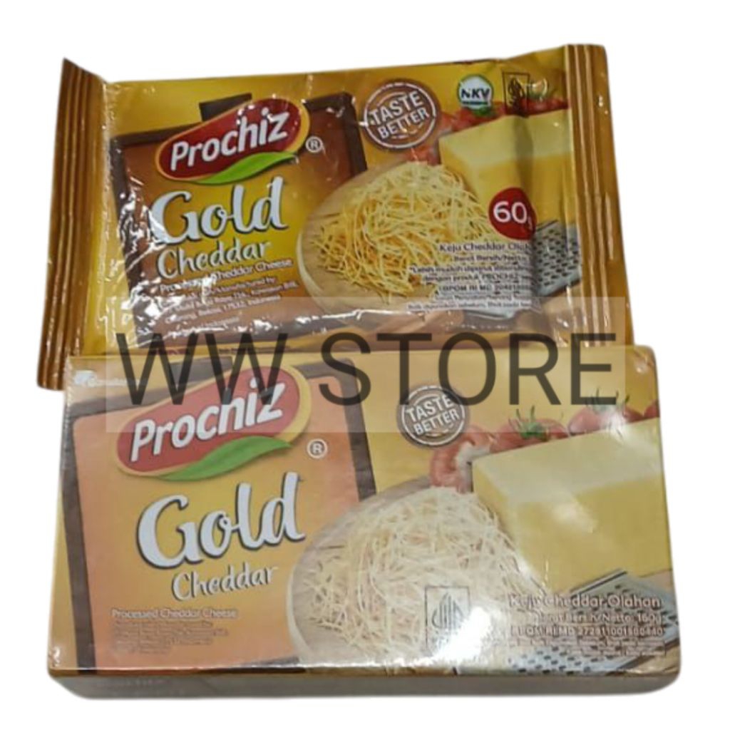 

Keju olahan halal MUI Prochiz Processed GOLD CHEDDAR Cheese 60g 160g