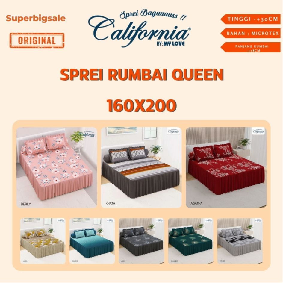 California - Sprei RUMBAI Queen (160x200) SUPER Terlaris pilihan
