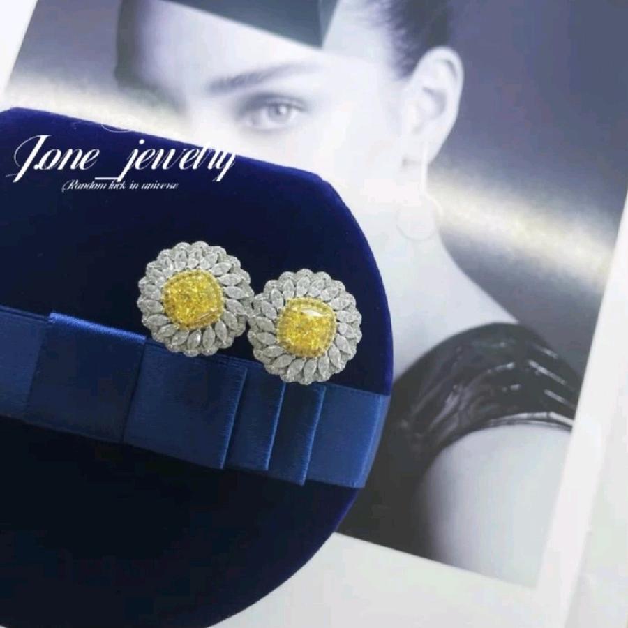 Giwang Batu Kotak Kuning Perhiasan Simulasi Kualitas Premium