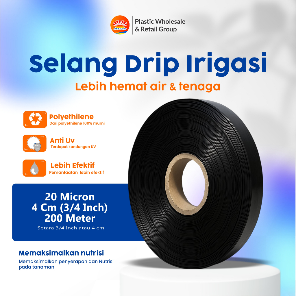 Selang Drip 20 mikron 4cm 200 meter - Pipa 3/4 inch
