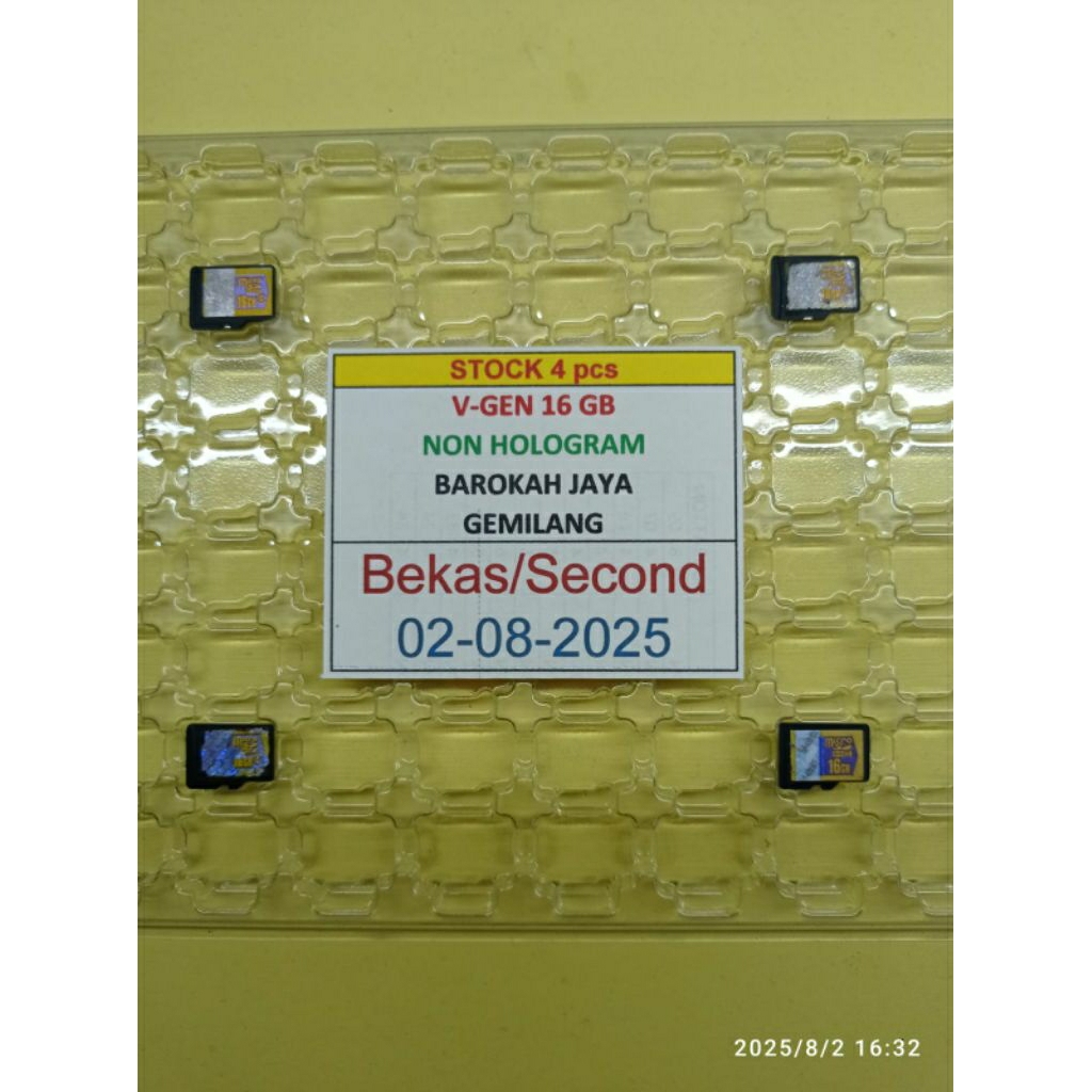 Memory Card Micro SD 16 GB Bekas atau 16GB Second Merk V-Gen VGen Non HOLOGRAM