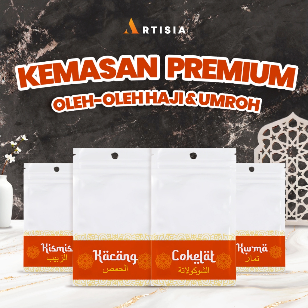 

Artisia Kemasan Premium Oleh-Oleh Haji Umroh Tas Totebag Botol Zamzam Ziplock Kurma Kismis Coklat Kacang - PLASTIK SAJA