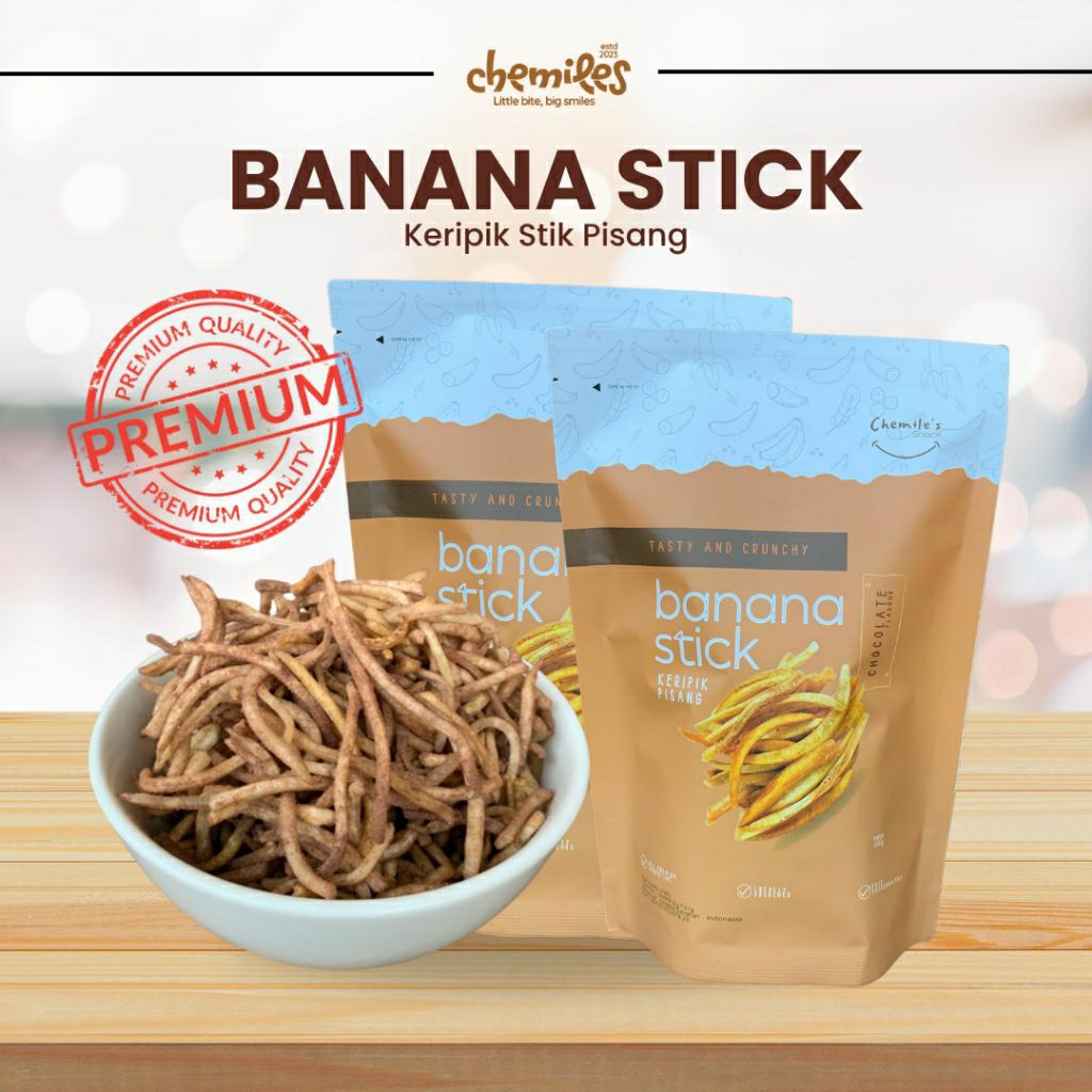 

Keripik Pisang Keripik Buah BUNDLING 2PCS CHEMILES BANANA STICK CHOCOLATE / STIK PISANG 100g