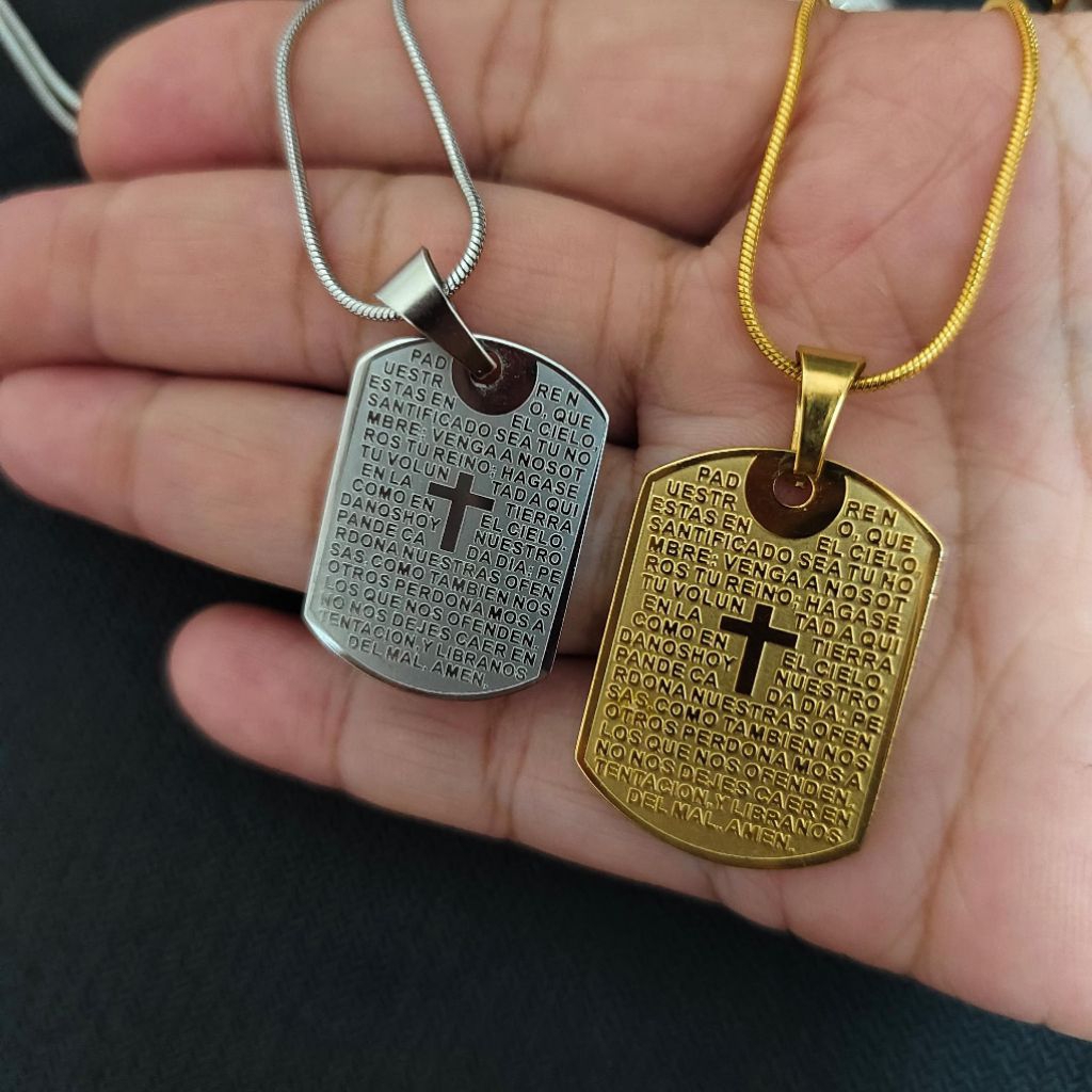 Sale Kalung Salib Doa Bapa Kami Pria Wanita Couple Titanium Anti Karat