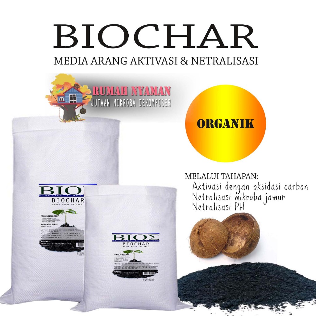 Biochar Proses Pirolisis Arang Aktif Rumah Jutaan Mikroba Dekomposer Perbaiki Tanah Subur Simpan Har