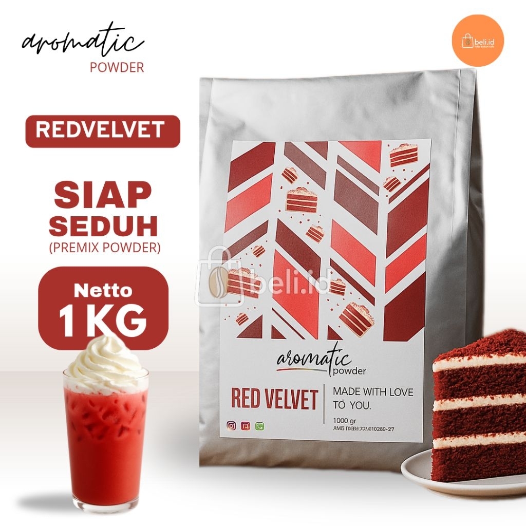 

Aromatic Red Velvet Premium Powder 1000gr Bubuk Minuman Rasa Redvelvet