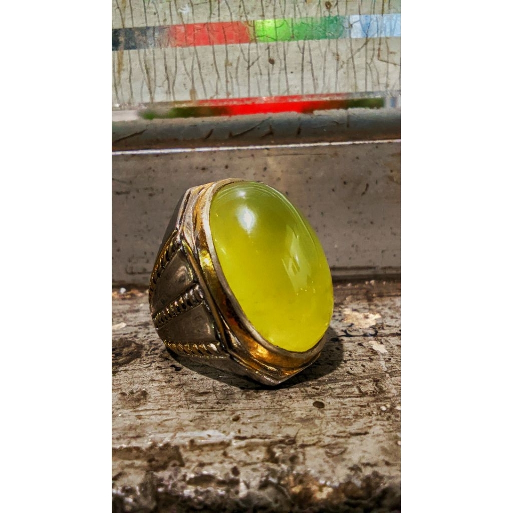 CINCIN BATU AKIK PRIA NATURAL GIOK ACEH SERPENTINE  HIJAU LUMUT KRISTAL GIWANG