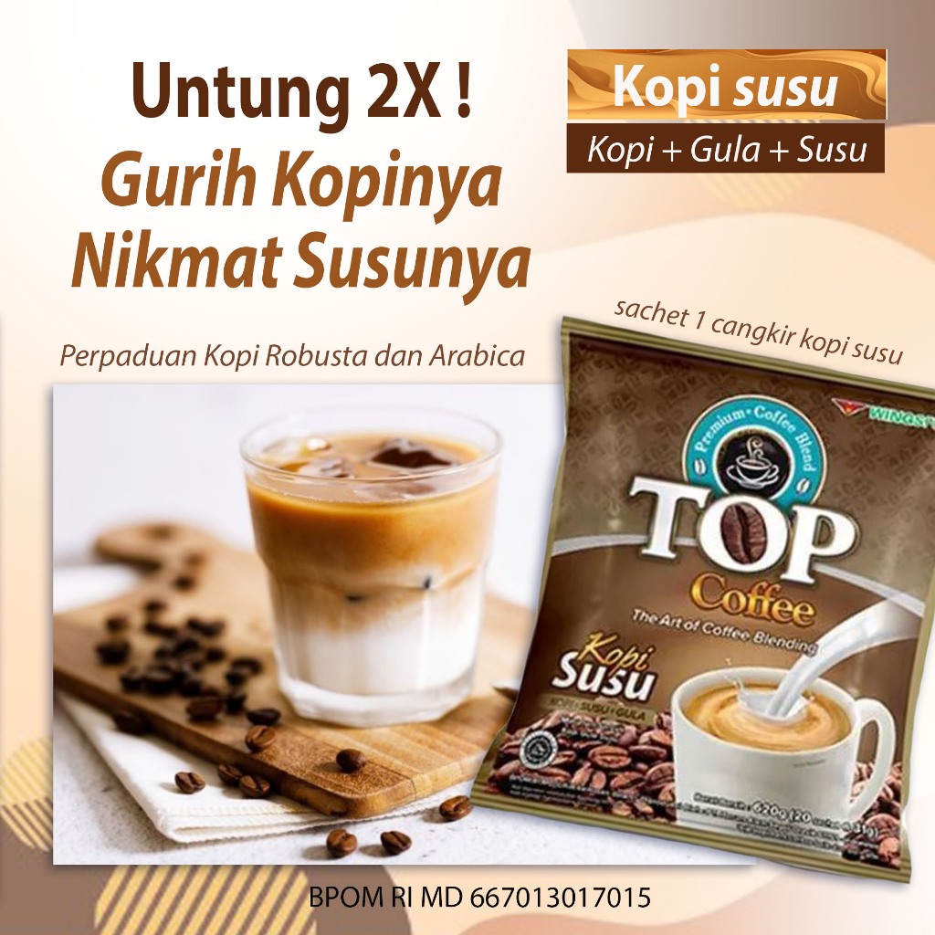 

TERLARIS Kopi bubuk susu instant kopi susu plus gula Gurih Kopinya Nikmat susunya Kopi susu paling digemari kaum maniak kopi Aroma kopinya yg Gurih dan kombinasi susu legit menjadikan kopi ini Nikmat luar biasa ~ Top kopi susu sachet