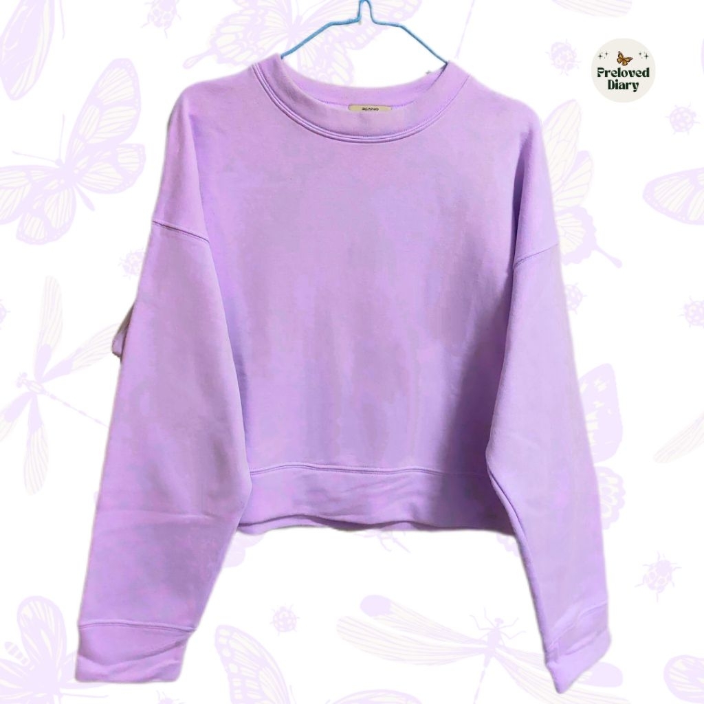 Oversized Crop Sweater Lilac merk Zano Basic | Sweater coquette ungu pastel