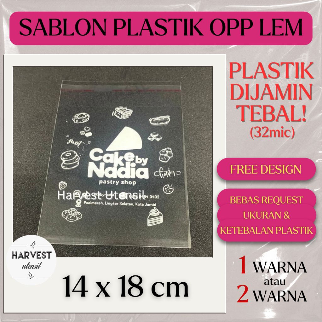 

Sablon Plastik OPP Lem 14x18 Roti Donat Kue Cookies Bomboloni Bakpao Packaging Makanan Aksesoris