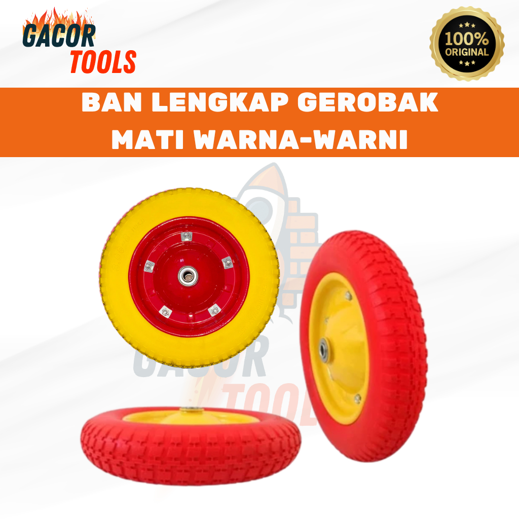 Ban Lengkap Gerobak Mati Warna-Warni / Ban Komplit Mati / Roda Gerobak Pasir Tipe Ban Mati Warna War